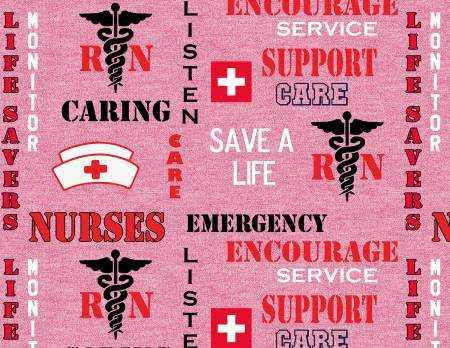 Sykel Enterprises Fabric - RN/Nurse Save a Life - Pink