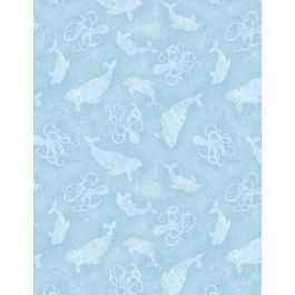 Wilmington Prints Fabric - Paradise Bay Sea Silhouettes - Light Blue