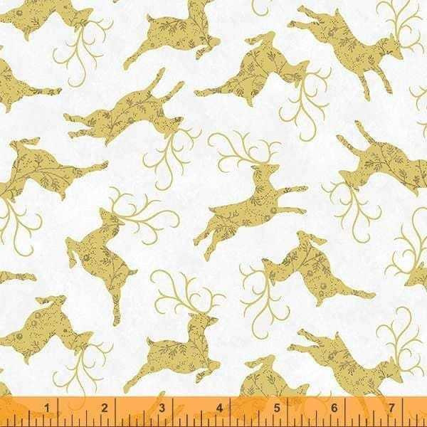 Windham Fabric - Frosted Forest - Prancing Deer White