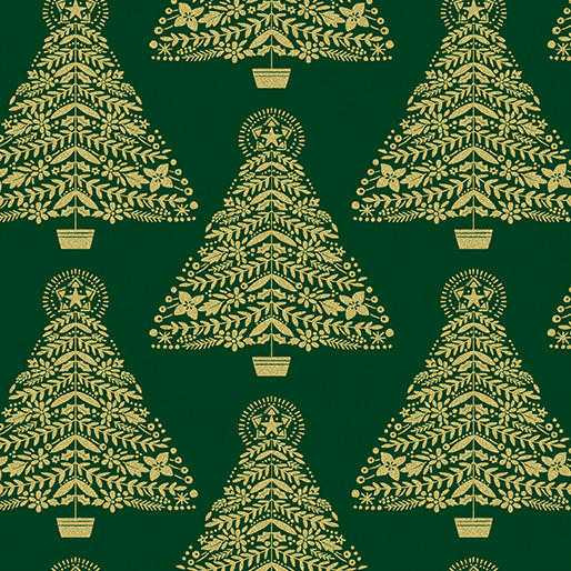 Benartex Fabric - Festive Trees - Green