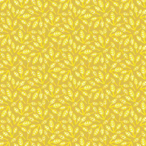 Benartex Fabric - Stems N Leaves - Yellow
