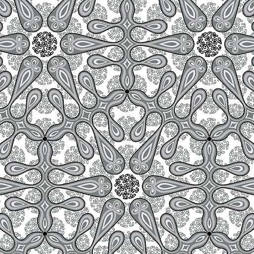Benartex Fabric - Medallion - Gray