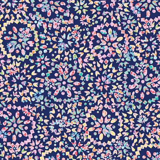 Benartex Fabric - Enjoy The Ride - Kaleidoscope Geo - Navy