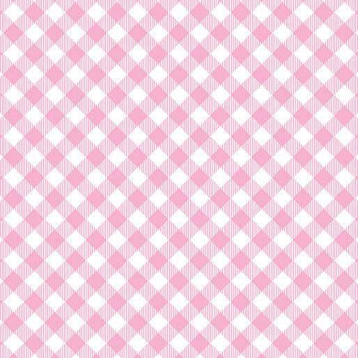 Benartex Fabric - Enjoy The Ride - Gingham Plaid - Pink