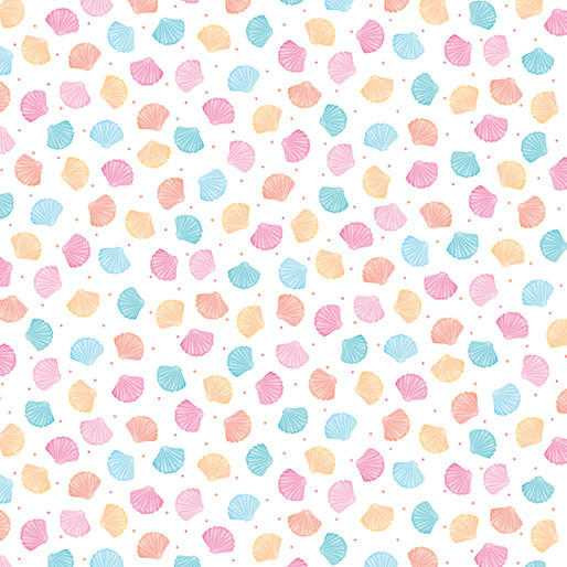 Benartex Fabric - Flamingal Pals - Mini Seashells - White