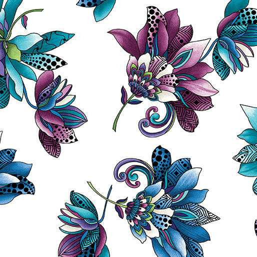 Benartex Fabric - Floral White/Multi