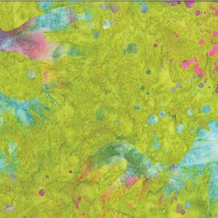 Benartex Fabric - Bali Paint Palette - Splatter Lime