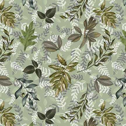 Blank Quilting Fabric - Midnight Rendezvous || Leaves