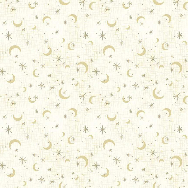 Blank Quilting Fabric - Midnight Rendezvous || Cresent Moons with Stars