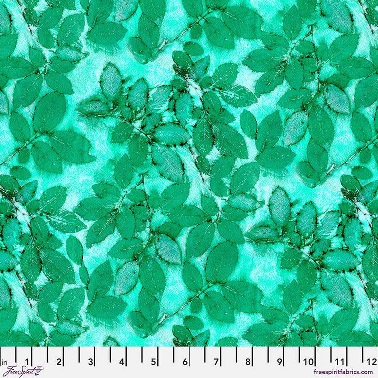 Free Spirit Fabric - Rose Leaf - Green || Nature's Contours