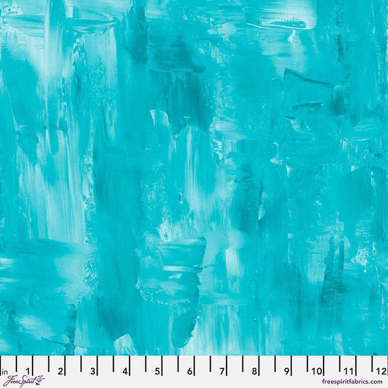 Free Spirit Fabric - Textures || Brushstrokes - Aqua