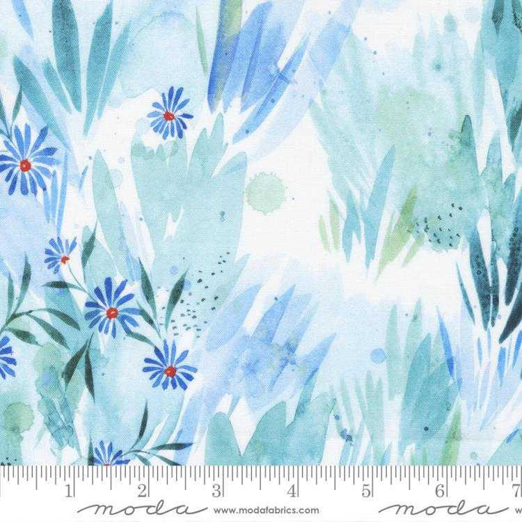 Moda Fabric - Eufloria - Fields Of Green - Cornflower