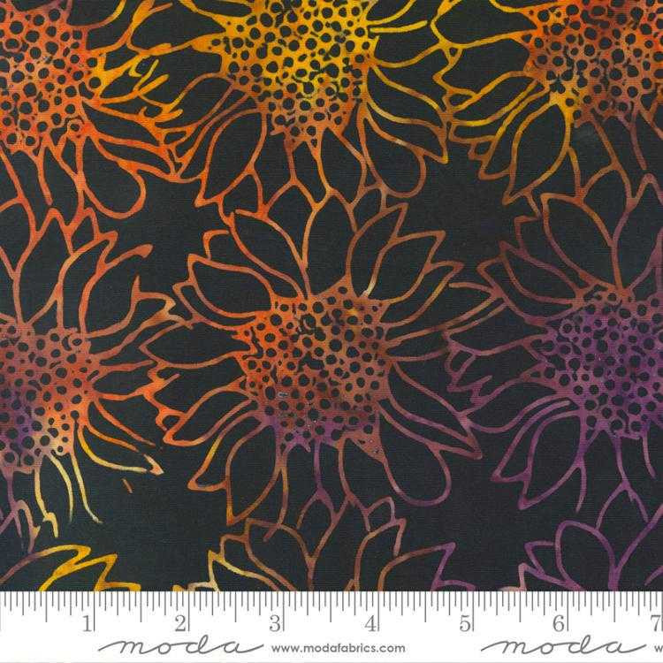 Moda Fabric - Bonfire Batiks - Flowers Coal