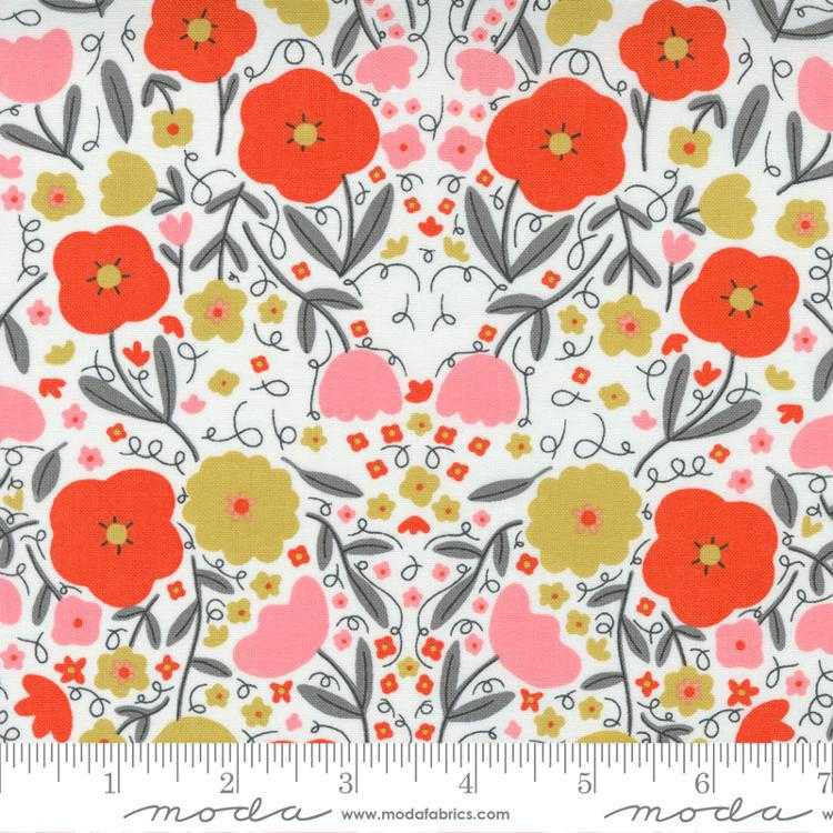 Moda Fabric - Words To Live By - Peppy Petals - Cloud Clementine