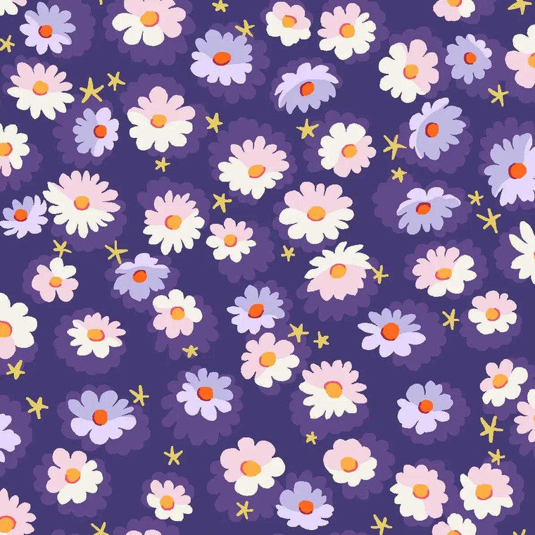 Oasis Fabric - Mini's || Ditzy Purple