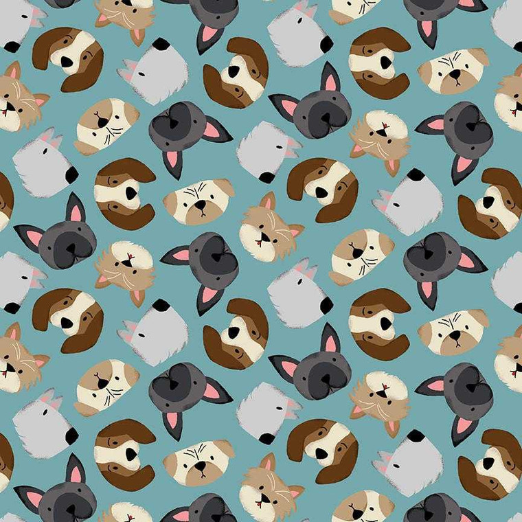 Studio E Fabric - Paw-sitively Awesome || Tossed Dog Heads