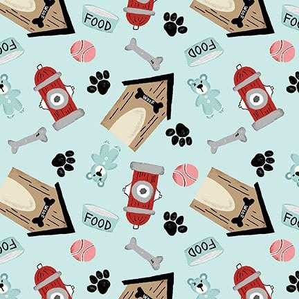 Studio E Fabric - Paw-sitively Awesome || Tossed Dog Houses