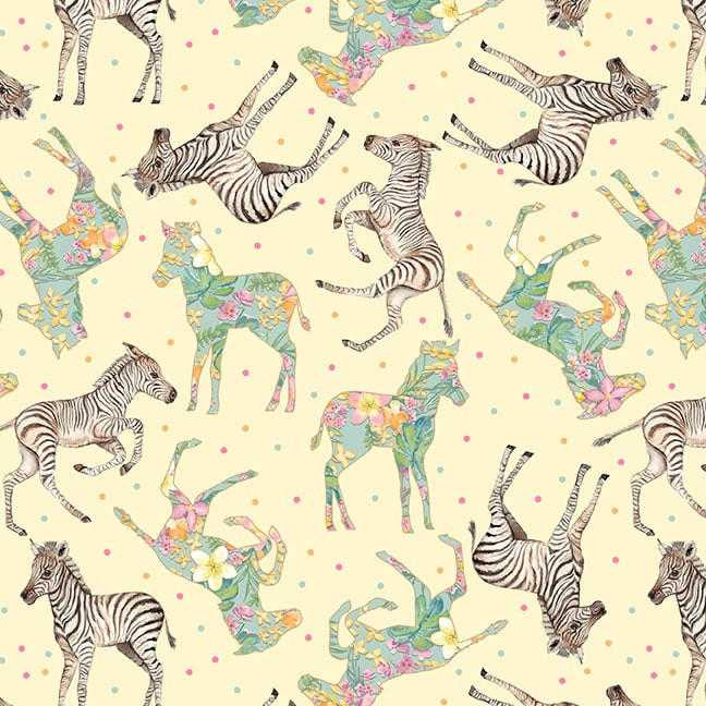 Studio E Fabric - All Big Things Start Small - Floral Zebras