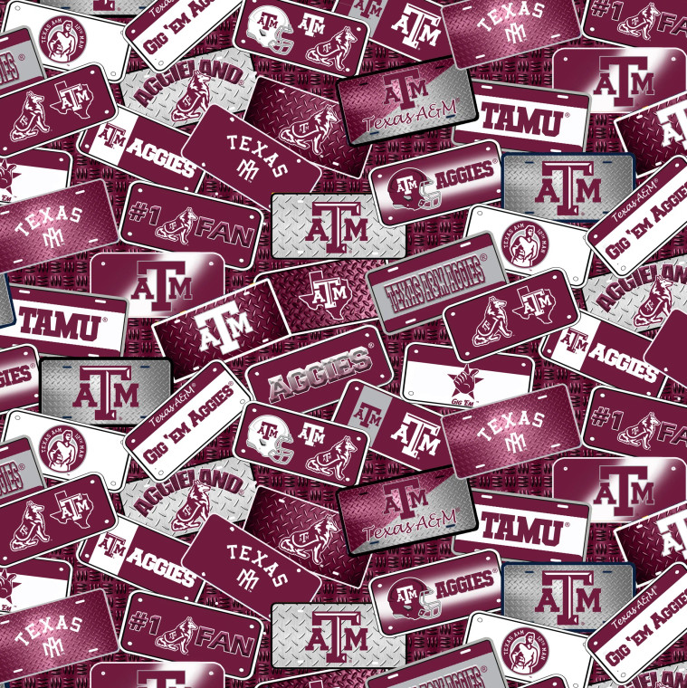 Texas A&M 1210 License Plate Cotton - Fabric Sykel