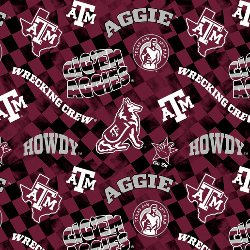 Texas A&M 1370 Check All-Over - Fabric Sykel