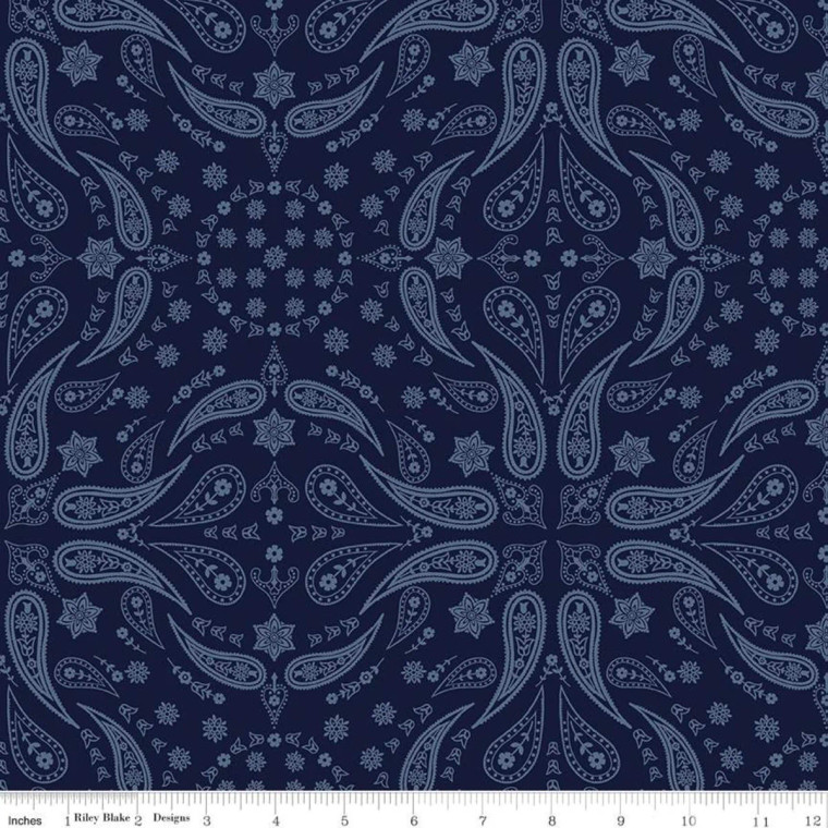 Back Of The Chutes Bandana Navy - Riley Blake Designs