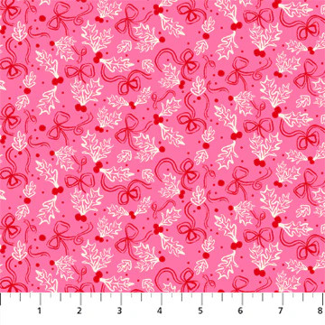 Merry Kitschmas Holly Pink - Figo Fabric