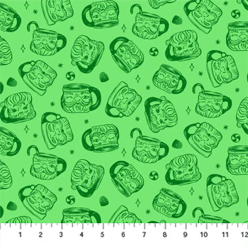 Merry Kitschmas Santa Mugs Green - Figo Fabric