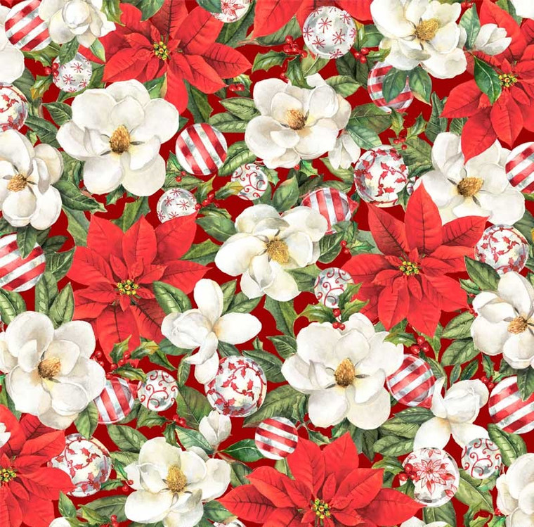 Ornamental Christmas Christmas Floral - P&B Fabric