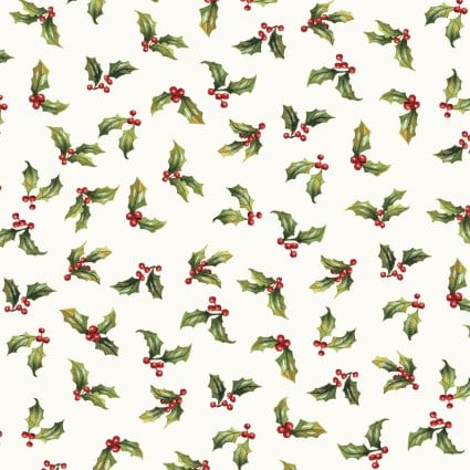 Ornamental Christmas Tossed Holly - P&B Fabric