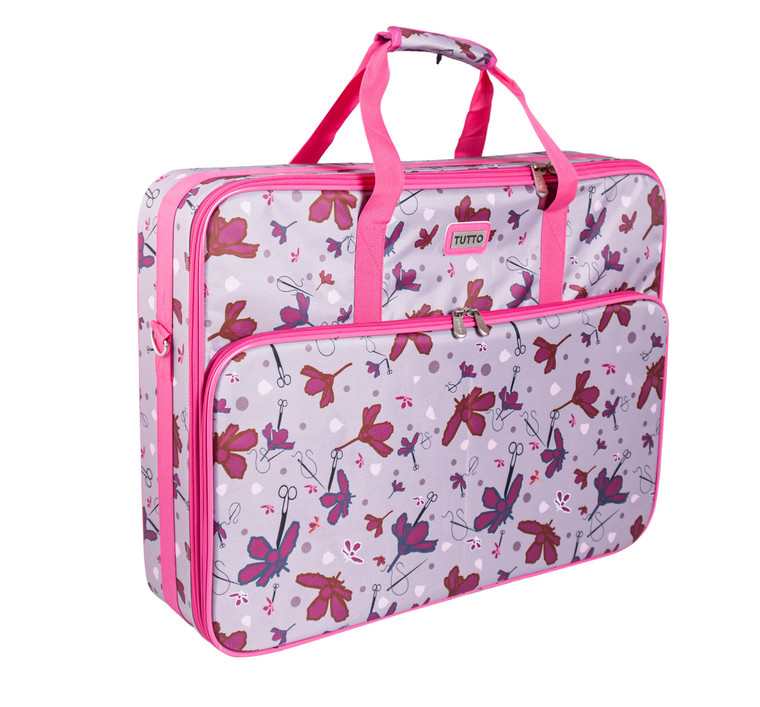 Tutto 28" Pink Rose Gray w/ Daisies Embroidery Project Bag
