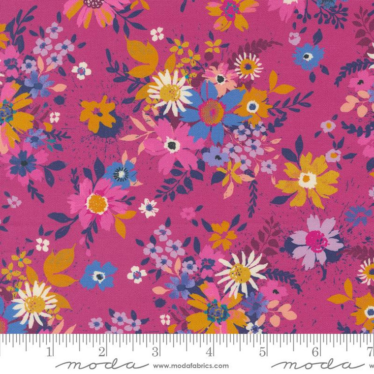 Maeve Florals Daisies Violet Petunia - Moda Fabrics