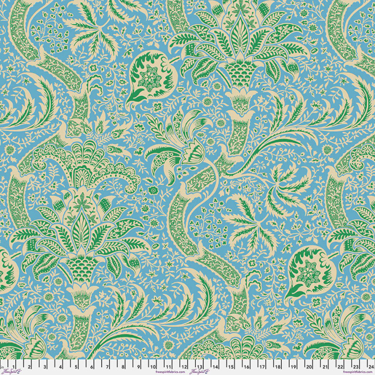 Kaffe x Morris & Co. Indian Aqua - Free Spirit Fabrics
