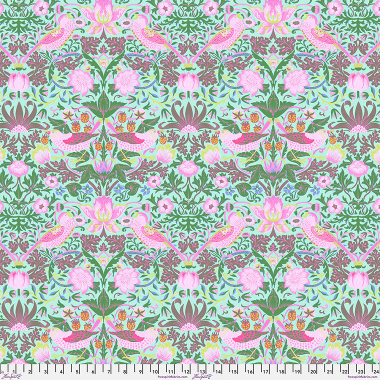 Kaffe x Morris & Co. Strawberry Thief Aqua - Free Spirit Fabrics