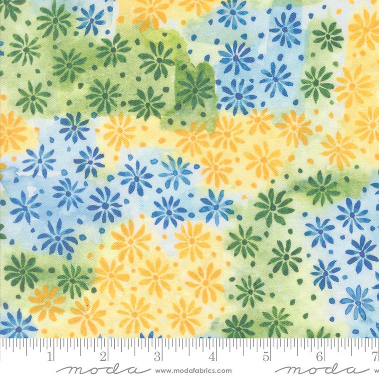 Sunshine Blue Skies Small Florals Watercolor Multi - Moda Fabric