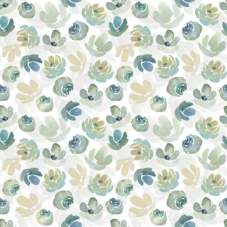 Enchanted Florals Enchanted Floral Toss Wht/Turqv - Benartex Fabric