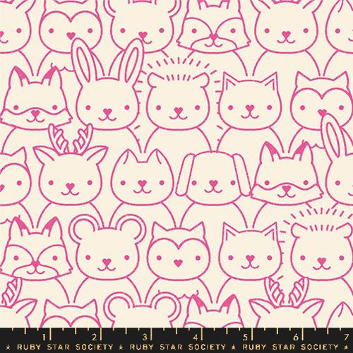 Woodland Park Animals Nursery Nature Raspberry - Ruby Star Society Fabrics 1082-13