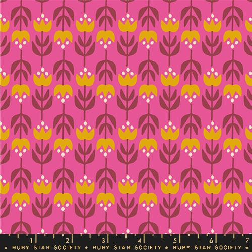 Woodland Park Retro Floral Vintage Tulips Raspberry - Ruby Star Society Fabrics 1084-13