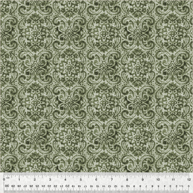 Boho Chicks Damask Sage - Windham Fabrics 54563-7