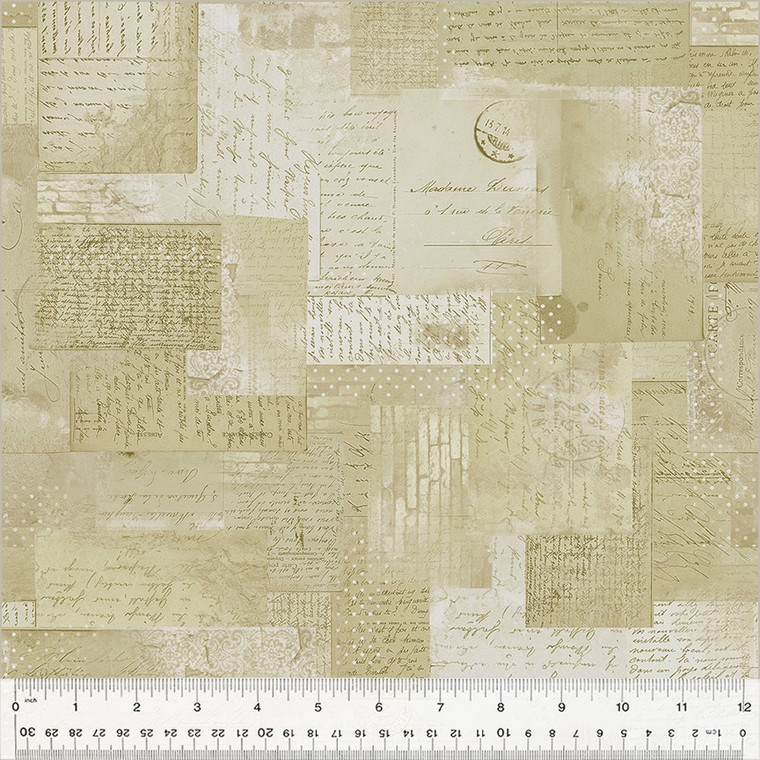 Boho Chicks Ephemera Antique White - Windham Fabrics 54564-10