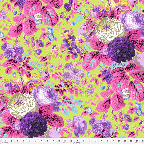 Kaffe Fassett Collective February 2025 Gradi Floral Lime - Free Spirit Fabrics pwpj053-lime