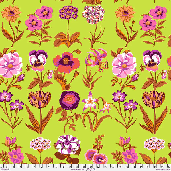 Kaffe Fassett Collective February 2025 Flower Studies - Lime - Free Spirit Fabrics pwgp205-lime