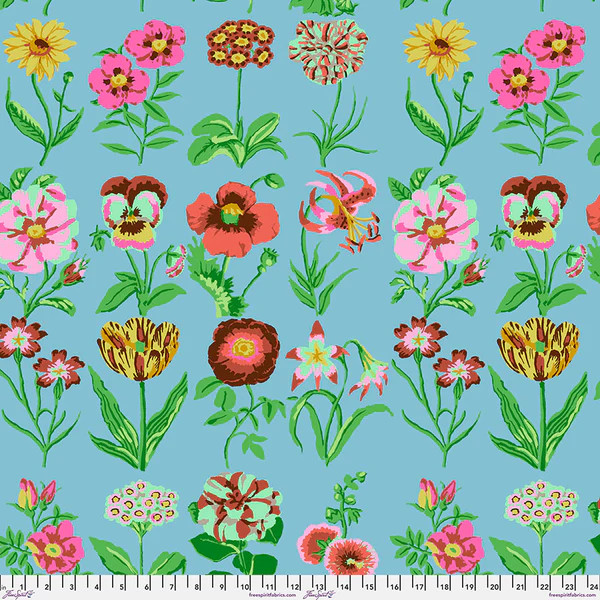 Kaffe Fassett Collective February 2025 Flower Studies - Blue - Free Spirit Fabrics pwgp205-blue