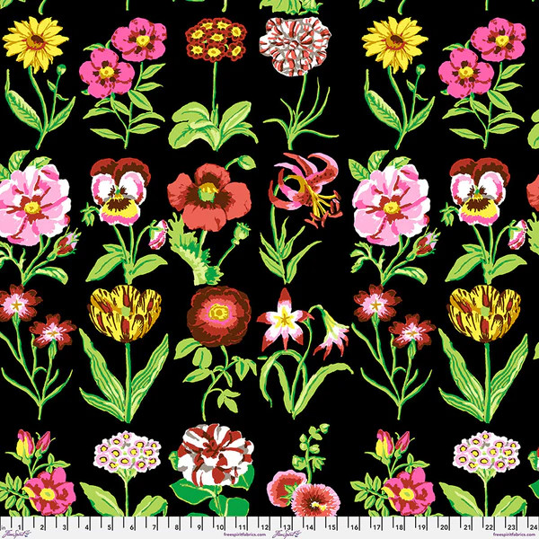 Kaffe Fassett Collective February 2025 Flower Studies - Black - Free Spirit Fabrics pwgp205-black