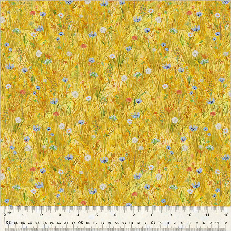 Highland Hooves Grazing Grounds Sunshine - Windham Fabrics 54462-6