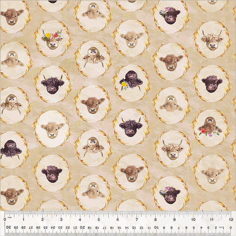 Highland Hooves Pasture Pals Wheat - Windham Fabrics 54461-3