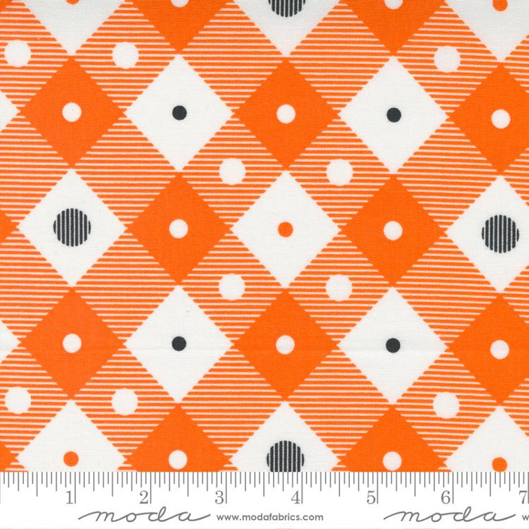 Too Cute To Spook Lift Your Spirits Check Orange Pumpkin - Moda Fabrics 22425-14