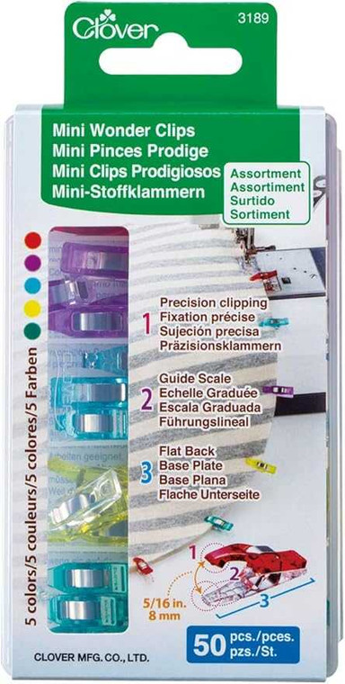 Clover Mini Wonder Clips 50 Pack Multi Color Premier Stitching