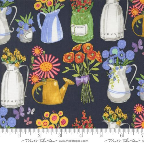 Superbloom Flower Jars Indigo - Moda Fabric 48782-16