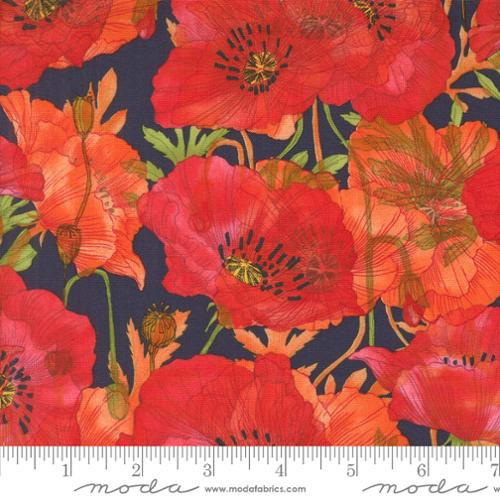 Superbloom Large Poppy Indigo - Moda Fabric 48781-16