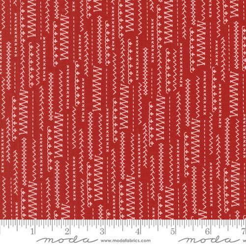 Threads Stitched Up Stripes Red - Moda Fabric 55686-23